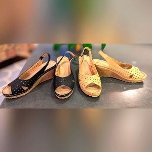 2 Pair Wedge Sandals Size 7.5 - Alexis Leroy